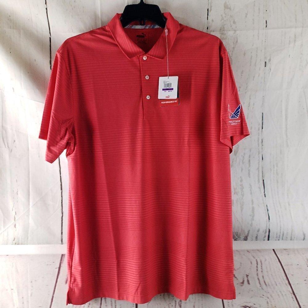 Puma Volition America Performance Fit Sz 2XL Red Striped Golf Polo Shirt NWT $60